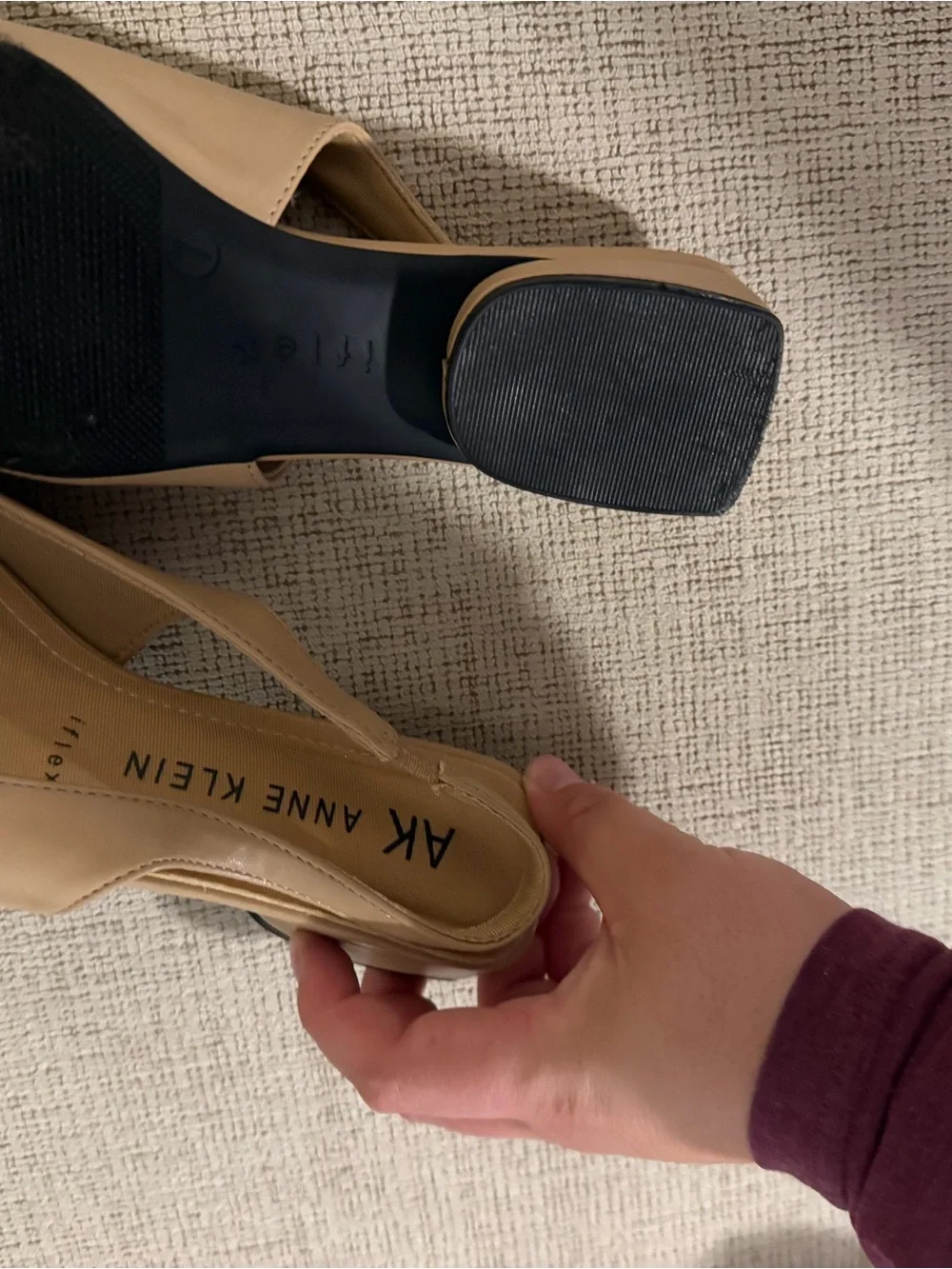 Anne Klein Nude and Black Two-Tone Slingback Pumps